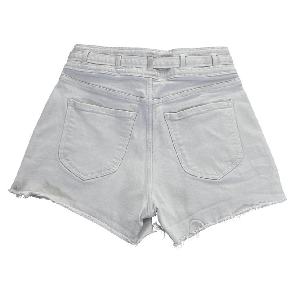 FRAME Le Brigette Blanc White High Rise Belted Utility Denim Shorts Size 29 - Picture 2 of 7